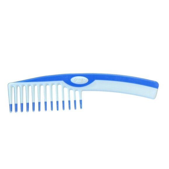 Vintage GOODY Wide-Toothed Detangling Comb 7” Non-slip handle 1980's White Blue - Picture 1 of 4